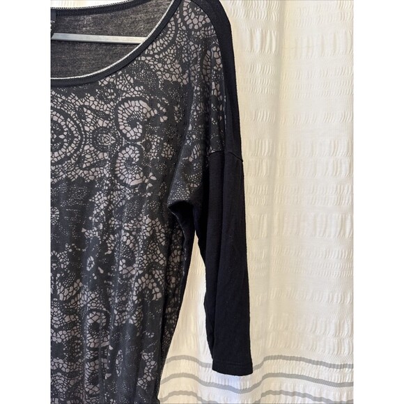 Edista Y2k 3/4‎ Sleeve Sheer Lace Blouse Large Black Tan Gothic Fairy Grung Usa - Picture 3 of 7